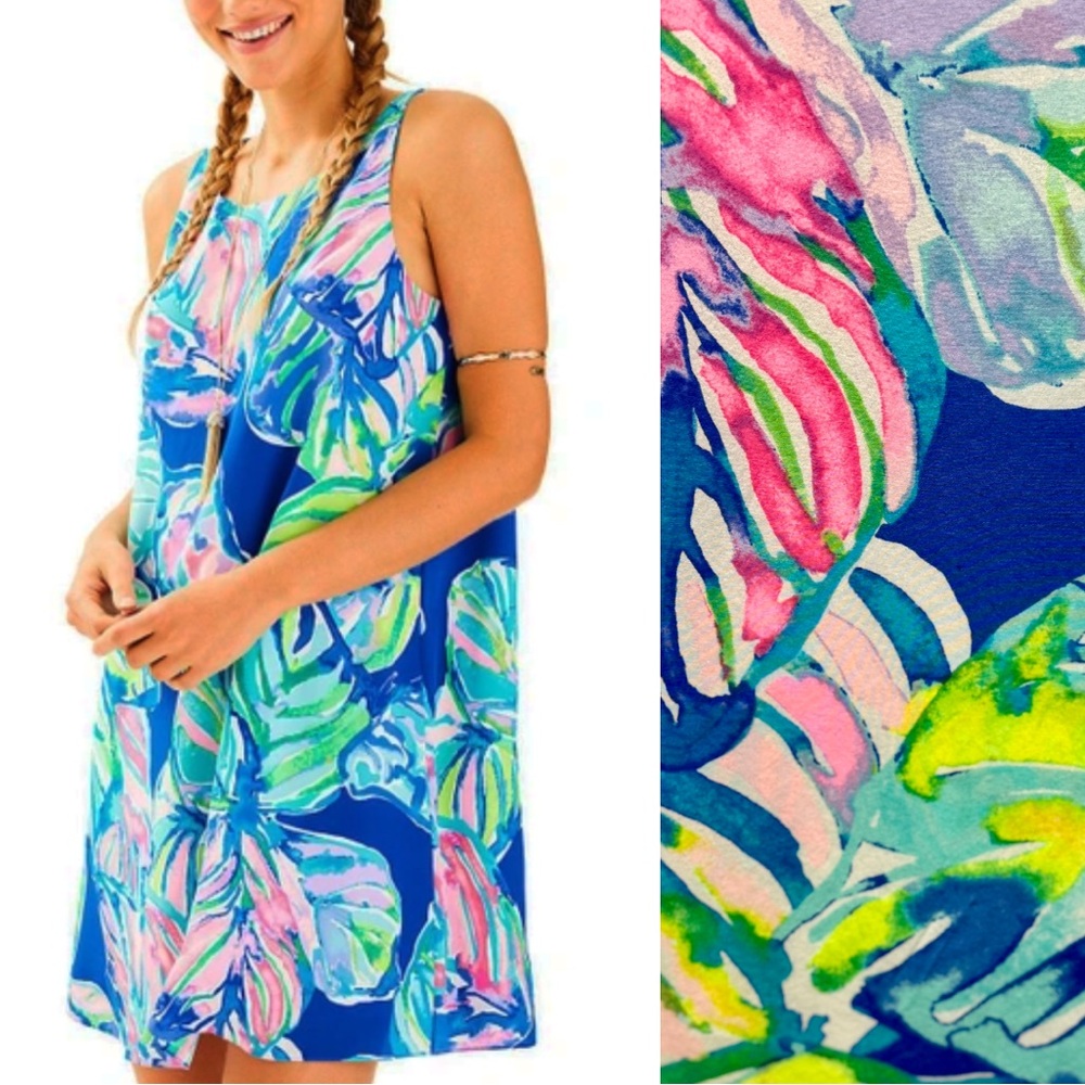 Lilly Pulitzer JACKIE 100% Silk Shift Dress CASA DEL SOL | Small